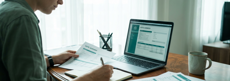 Person_writing_notes_and_checking_documents_at_ele-1764619686790